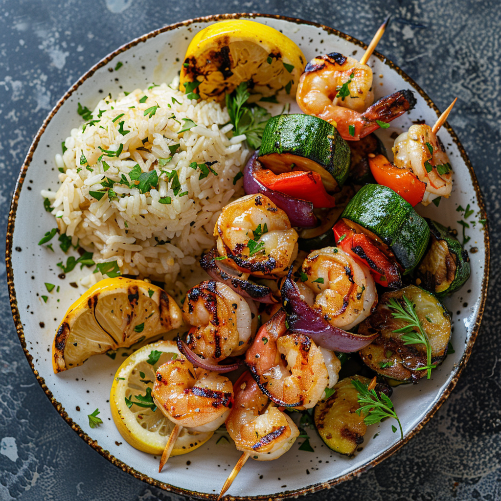 Lemon Garlic Butter Shrimp Skewers