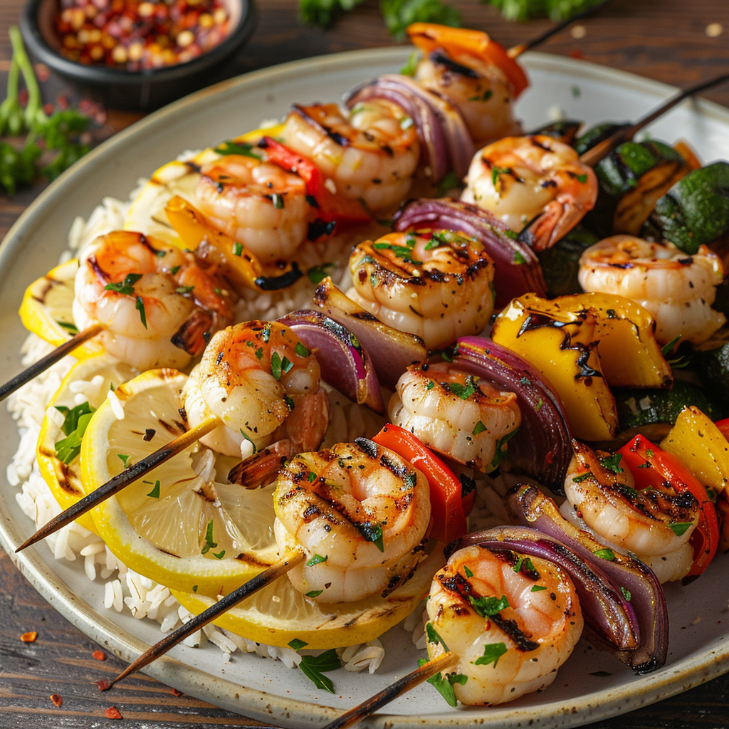 Lemon Garlic Butter Shrimp Skewers