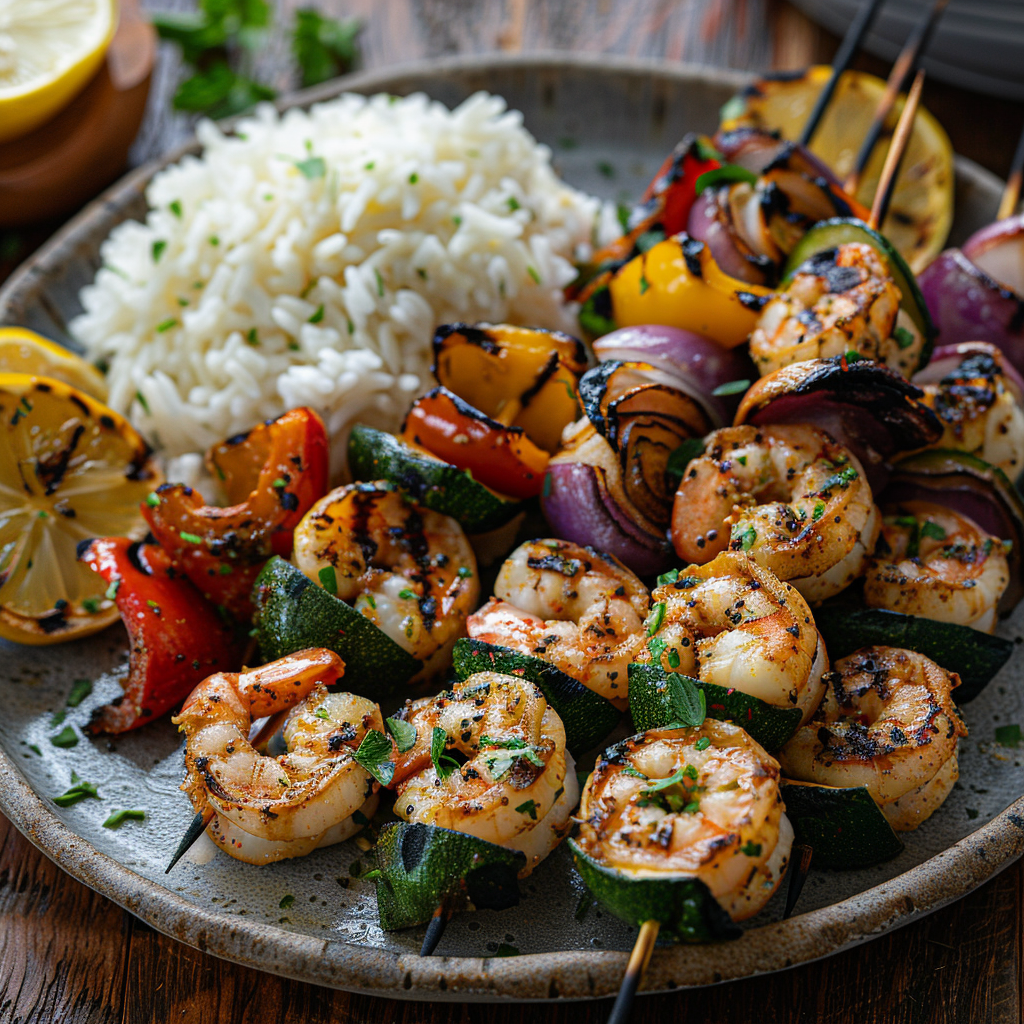 Lemon Garlic Butter Shrimp Skewers