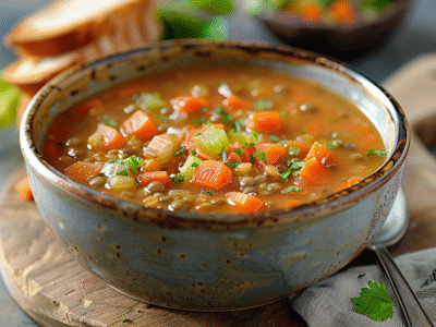 Lentil Soup with Carrots and Celery: Hearty & Healthy Comfort Favorite