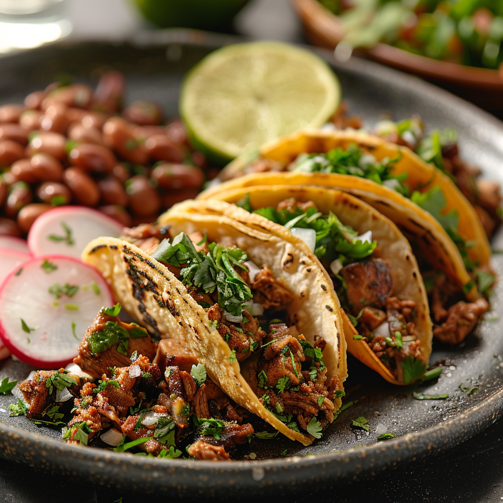 Mexican Street Tacos with Lime and Cilantro