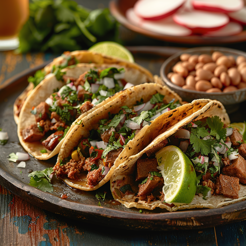 Mexican Street Tacos with Lime and Cilantro