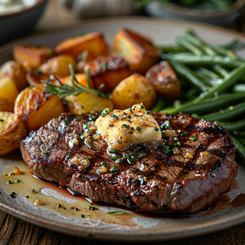 New York Strip Steak with Garlic Butter