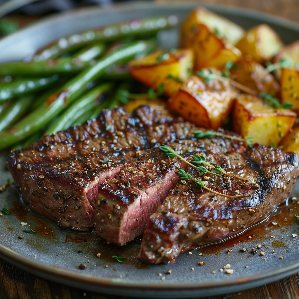Pan Seared Sirloin with Thyme and Garlic