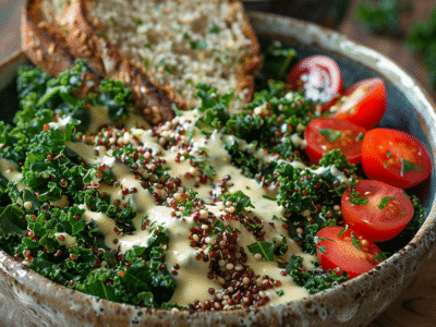 Quinoa and Kale Power Bowl with Lemon Tahini: Energize Your Day!