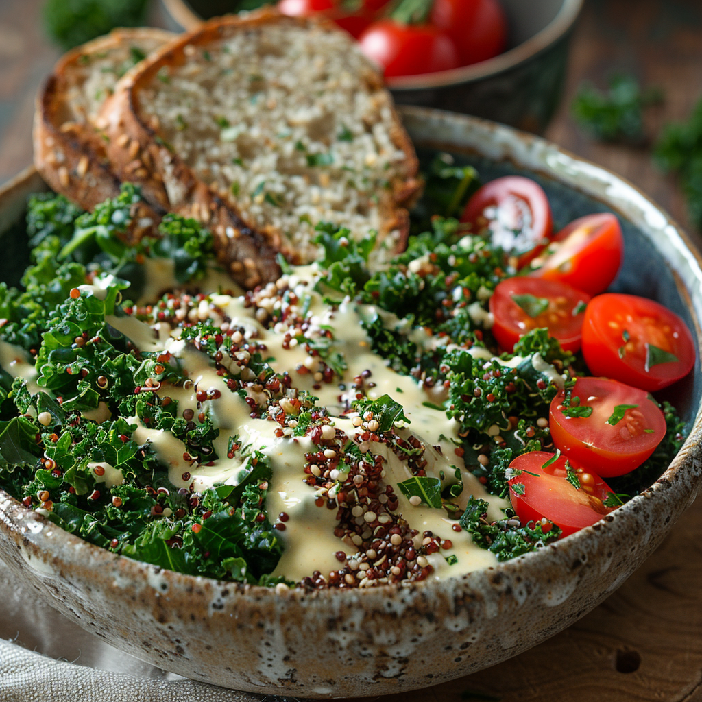 Quinoa and Kale Power Bowl with Lemon Tahini