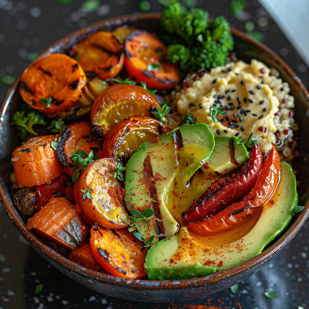 Roasted Veggie Buddha Bowl with Hummus