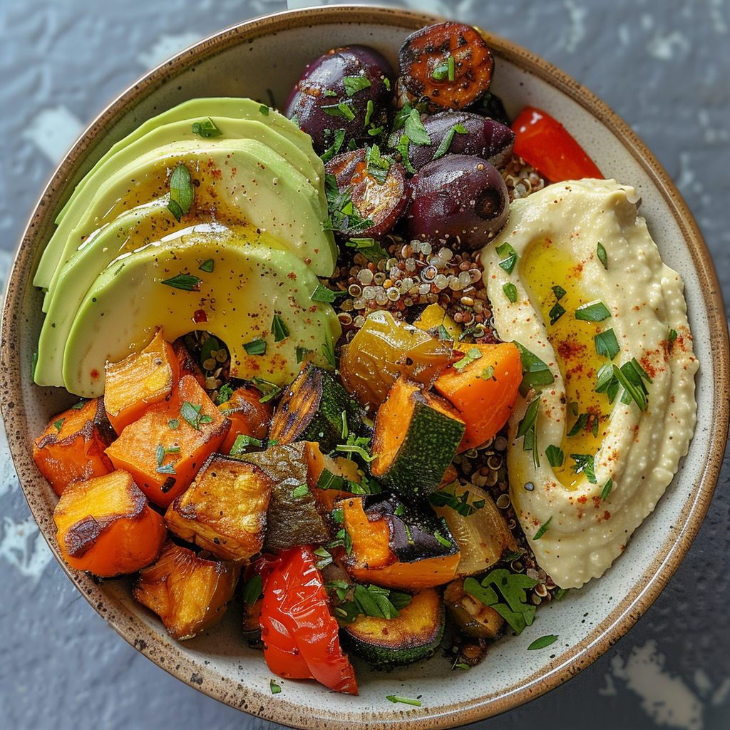 Roasted Veggie Buddha Bowl with Hummus