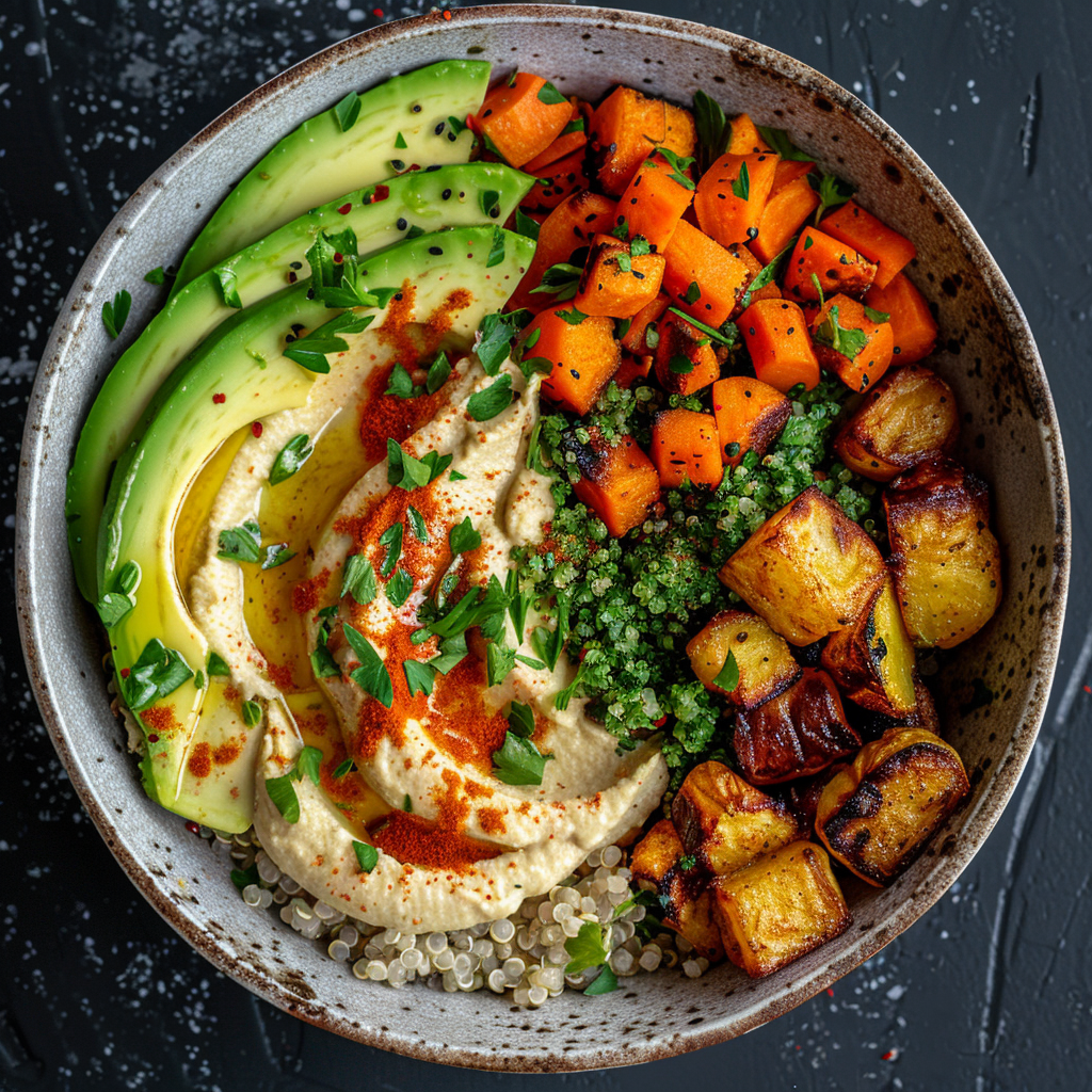 Roasted Veggie Buddha Bowl with Hummus