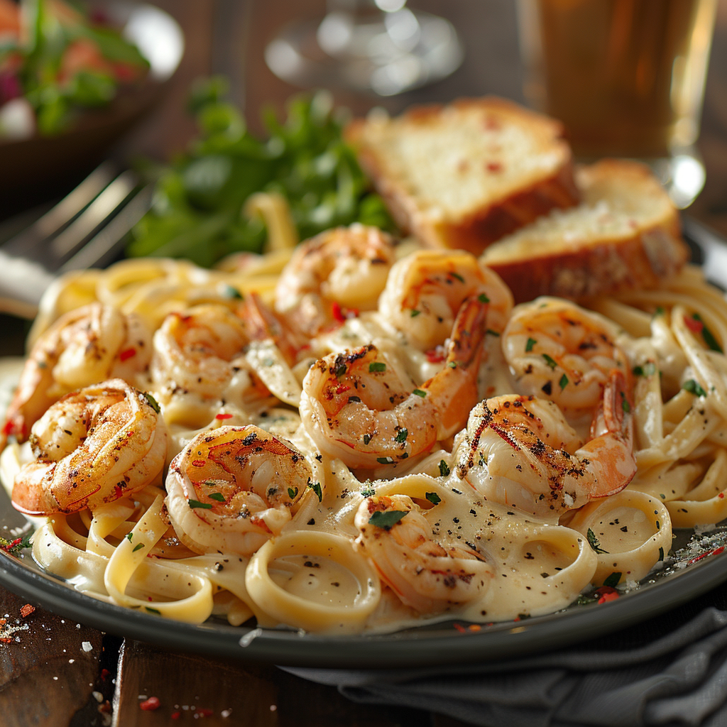 Shrimp Alfredo with Fettuccine