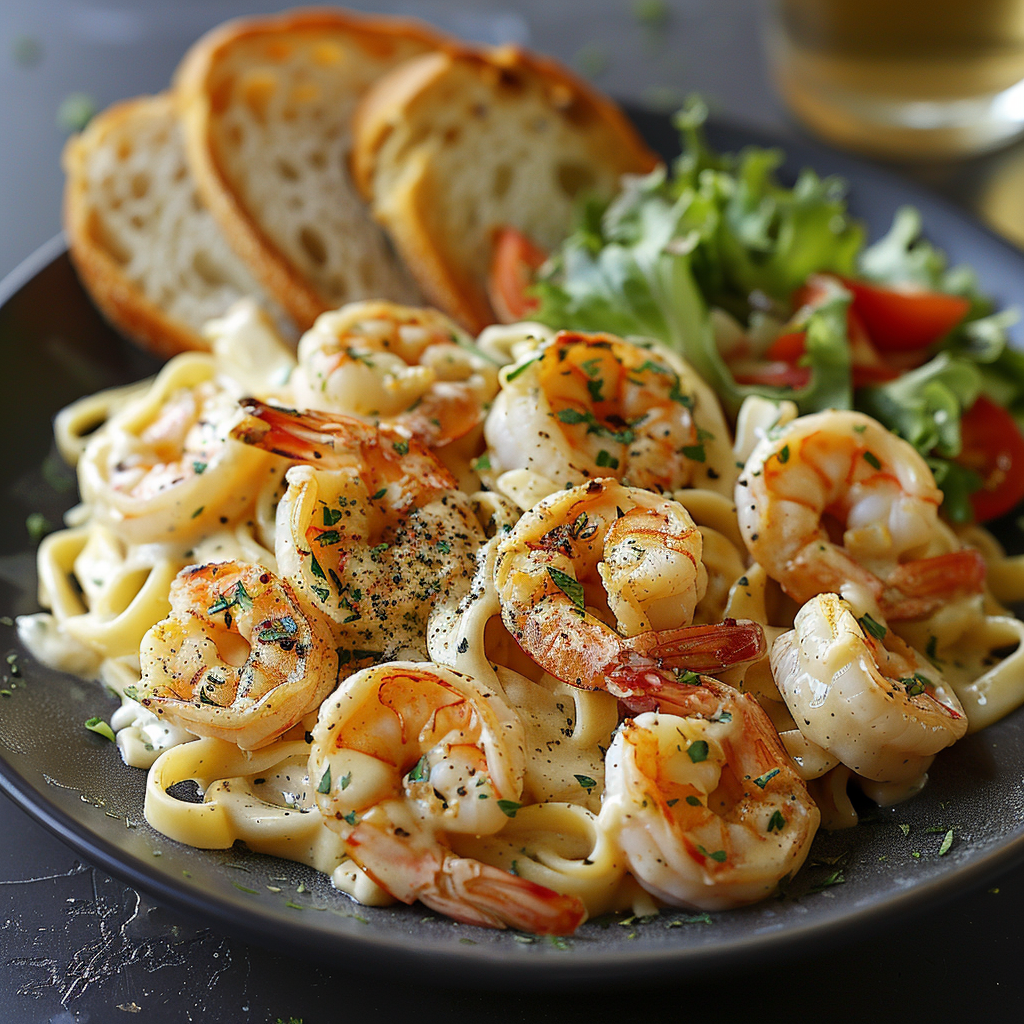 Shrimp Alfredo with Fettuccine