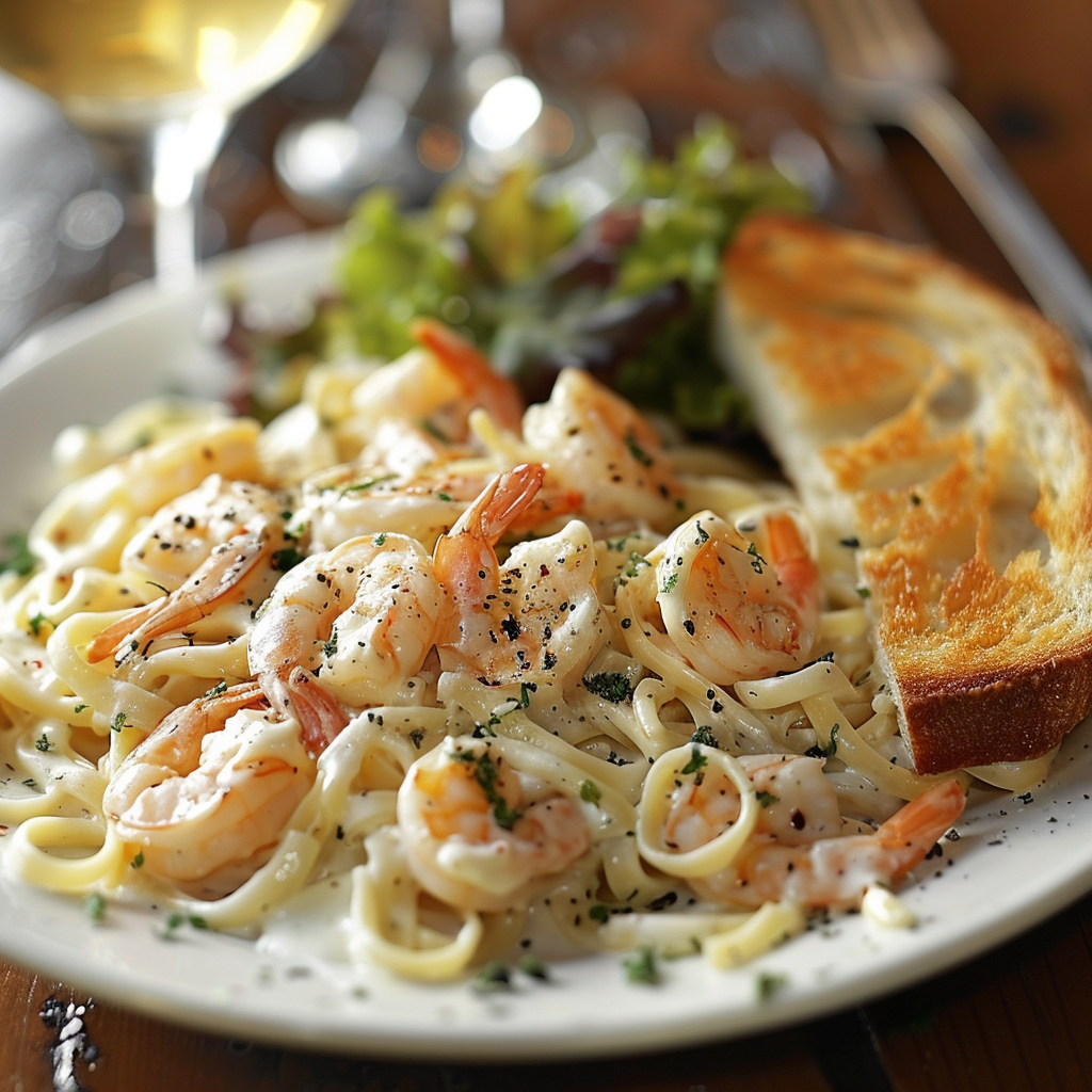 Shrimp Alfredo with Fettuccine