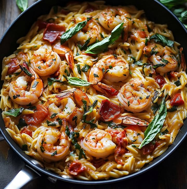 Shrimp Orzo Skillet