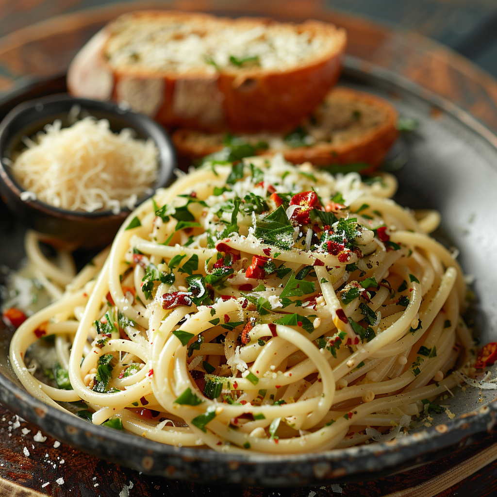 Spaghetti Aglio e Olio with Garlic and Chili