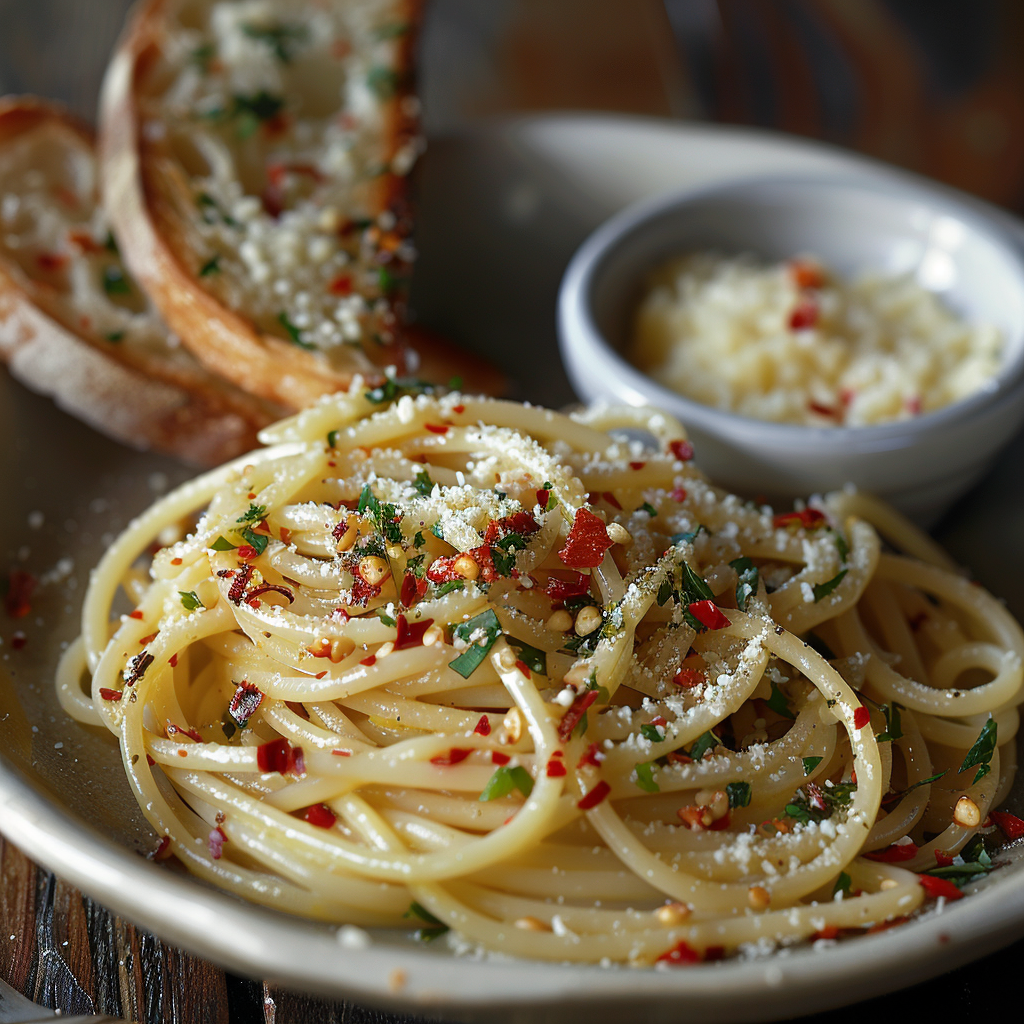 Spaghetti Aglio e Olio with Garlic and Chili