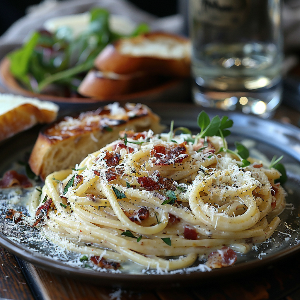 Spaghetti Carbonara with Parmesan and Bacon