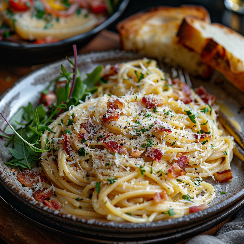 Spaghetti Carbonara with Parmesan and Bacon