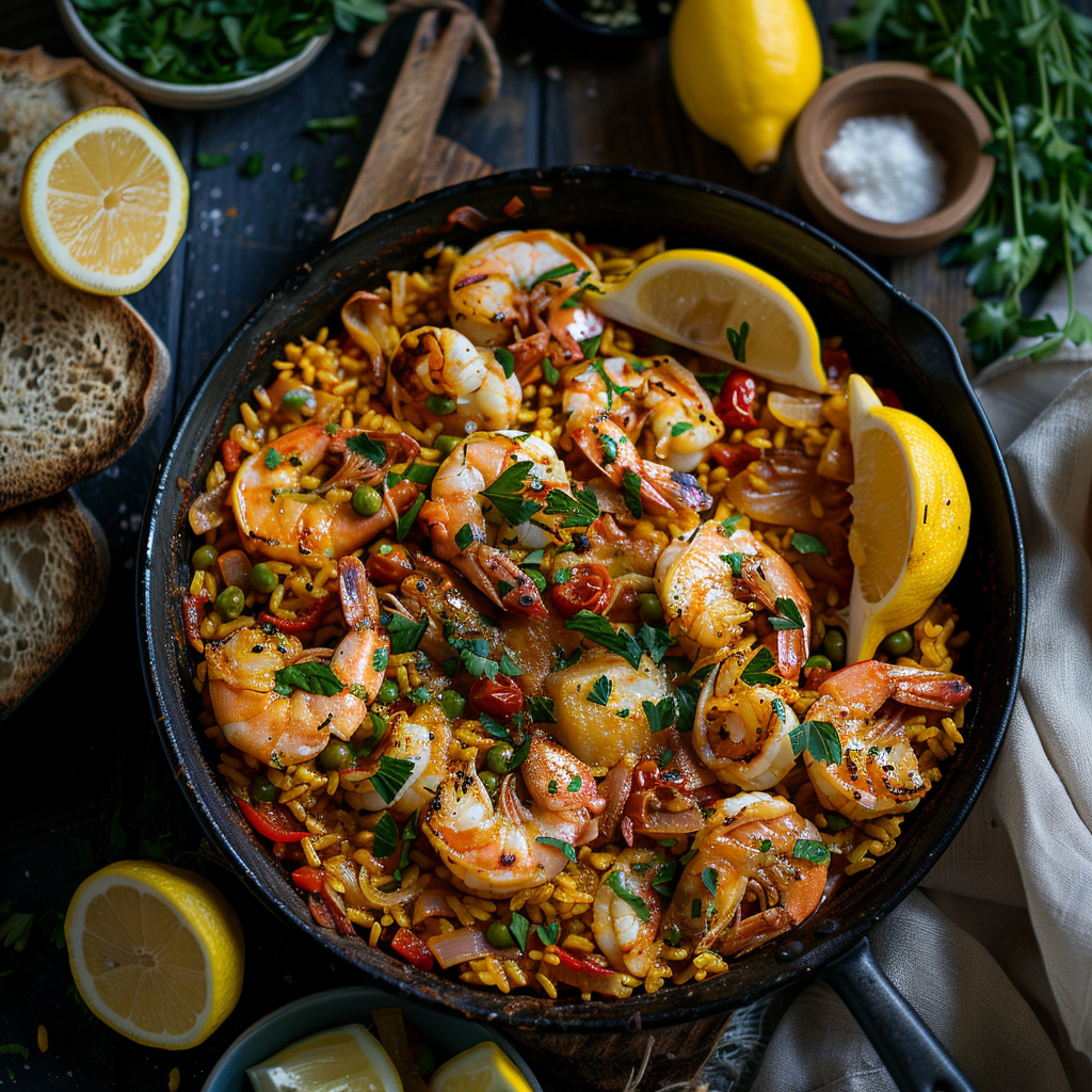 Spanish Paella with Seafood and Saffron