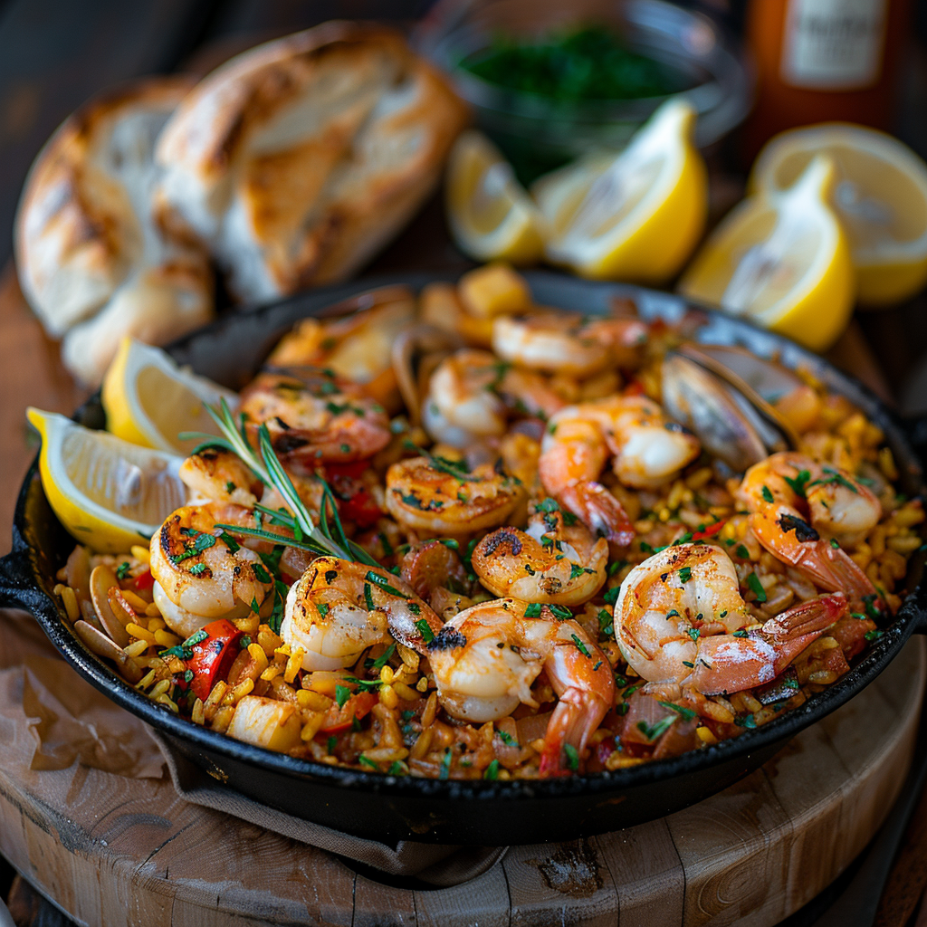 Spanish Paella with Seafood and Saffron