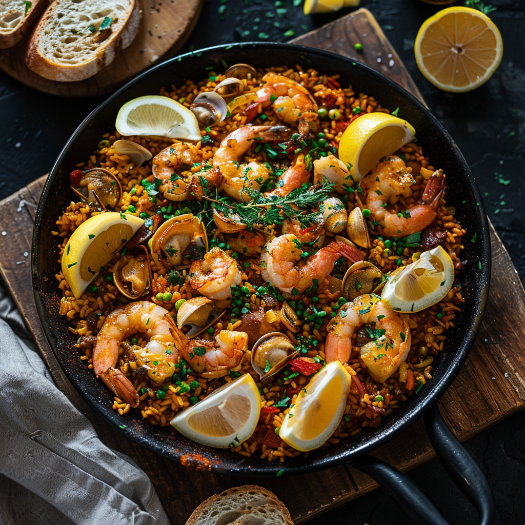 Spanish Paella with Seafood and Saffron