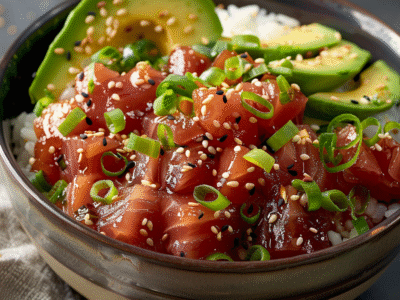 Tuna Poke Bowl with Avocado and Rice: Irresistibly Delicious!