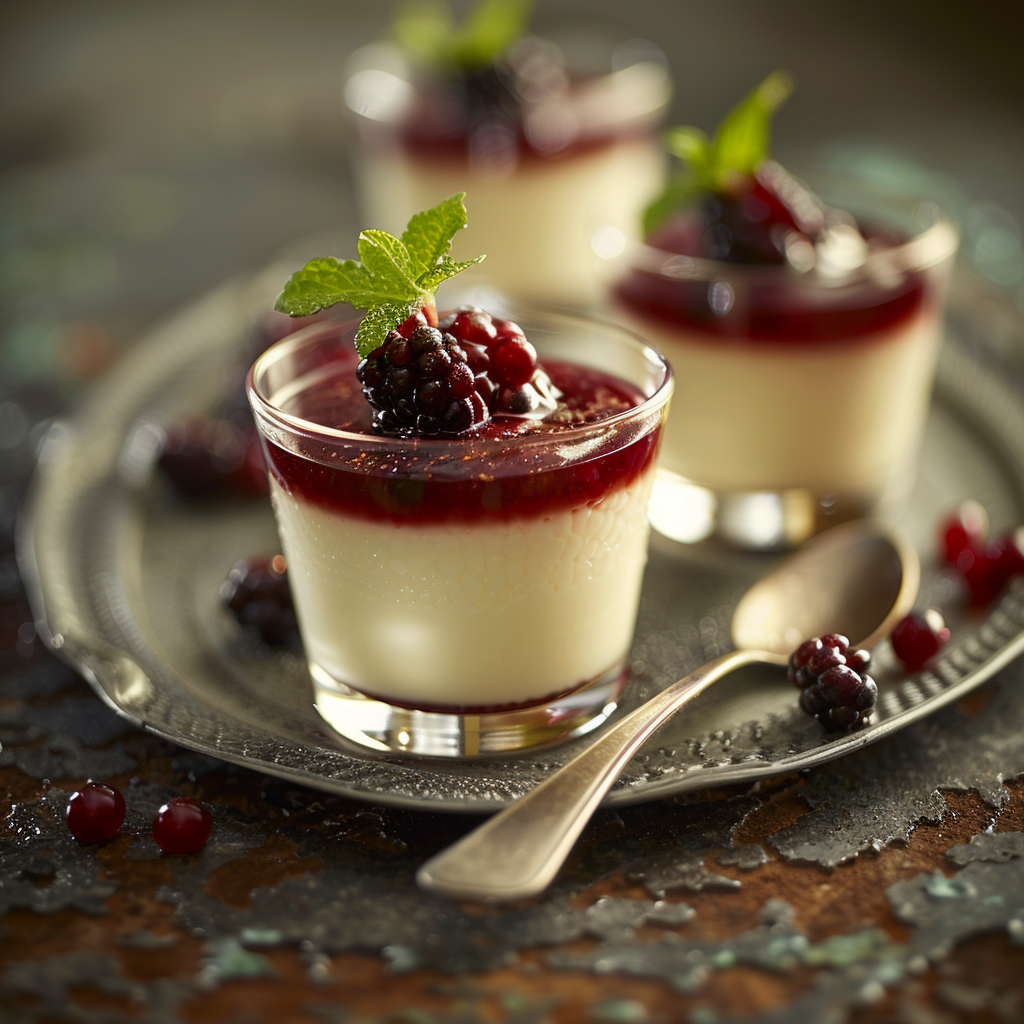 Vanilla Bean Panna Cotta with Berry Sauce