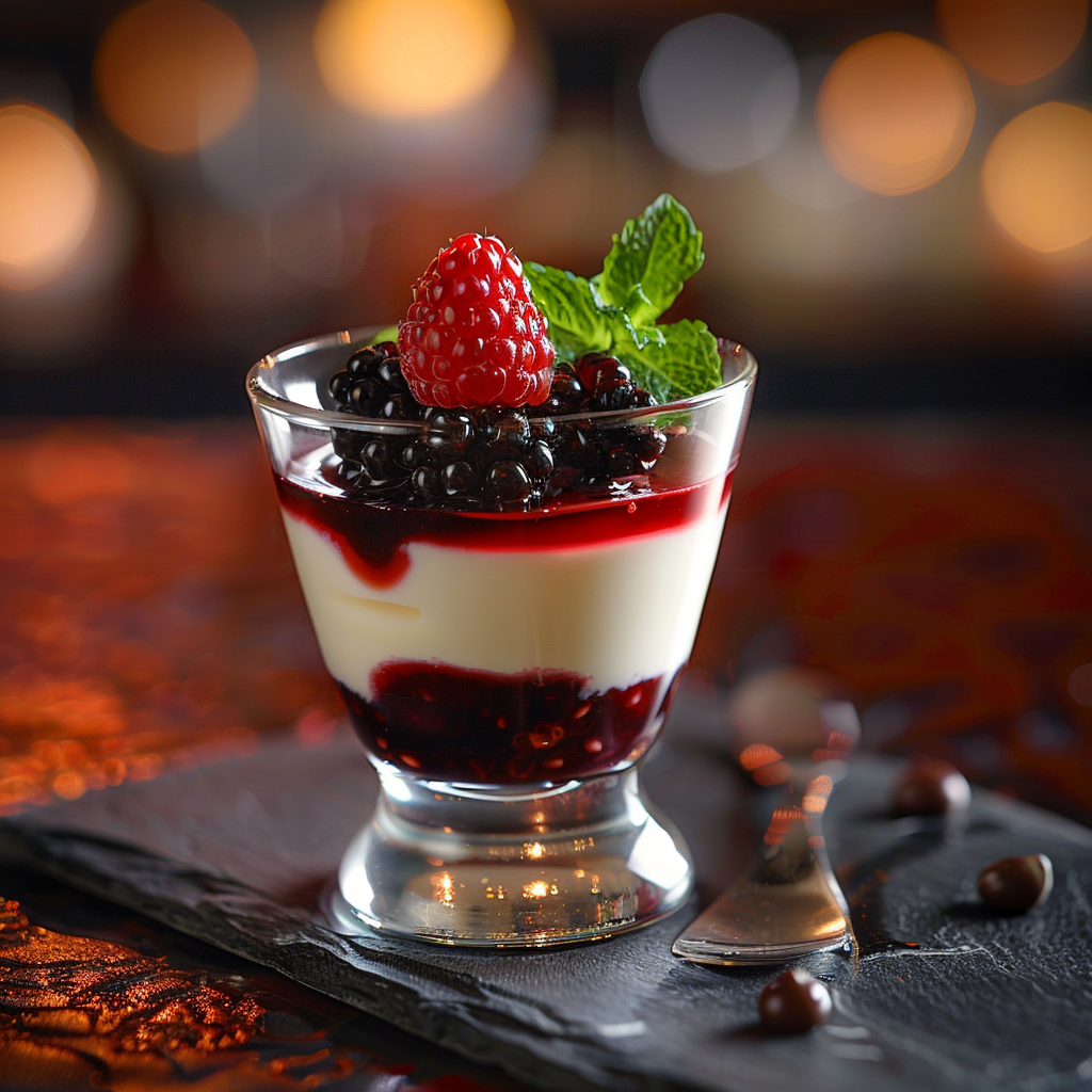 Vanilla Bean Panna Cotta with Berry Sauce
