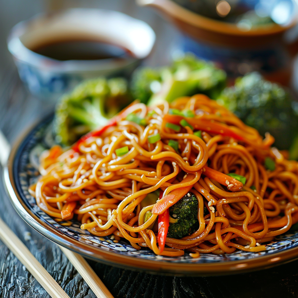 Vegetable Lo Mein with Soy Ginger Sauce