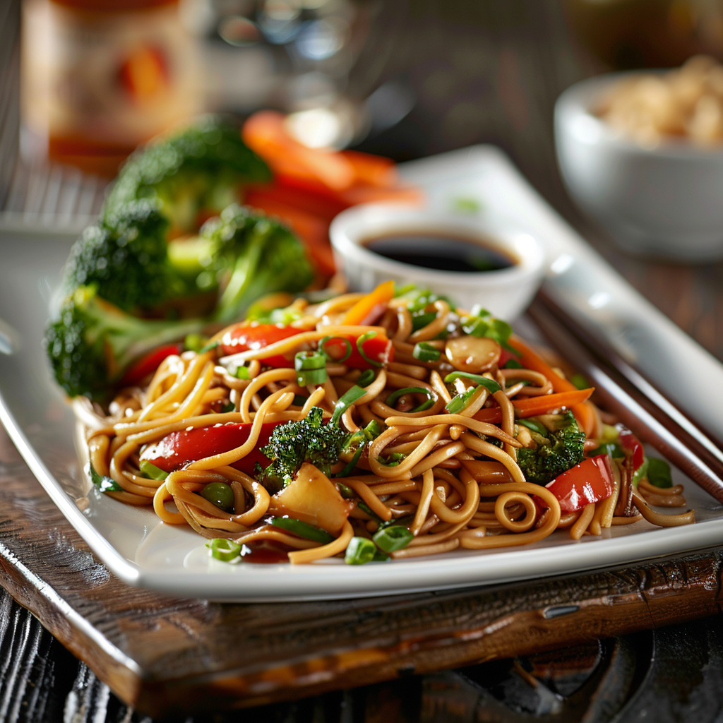 Vegetable Lo Mein with Soy Ginger Sauce
