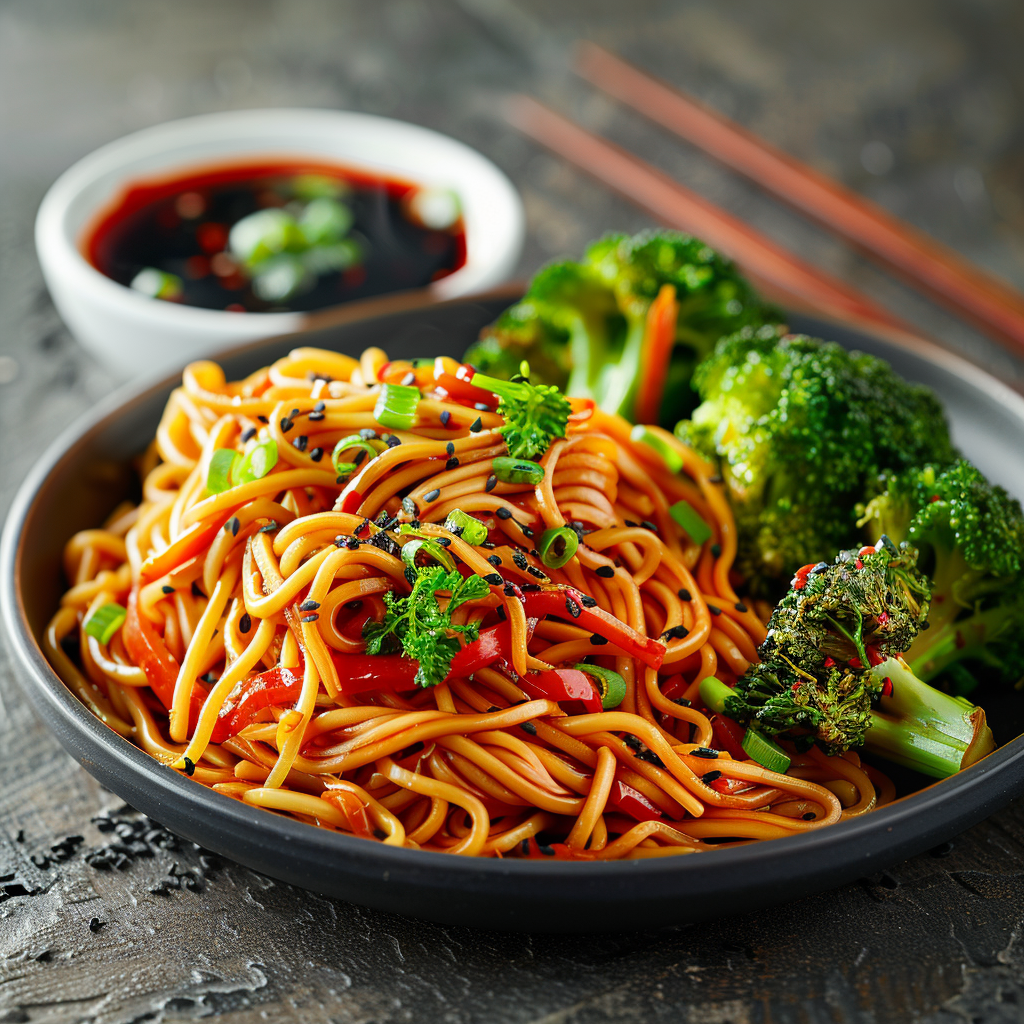 Vegetable Lo Mein with Soy Ginger Sauce