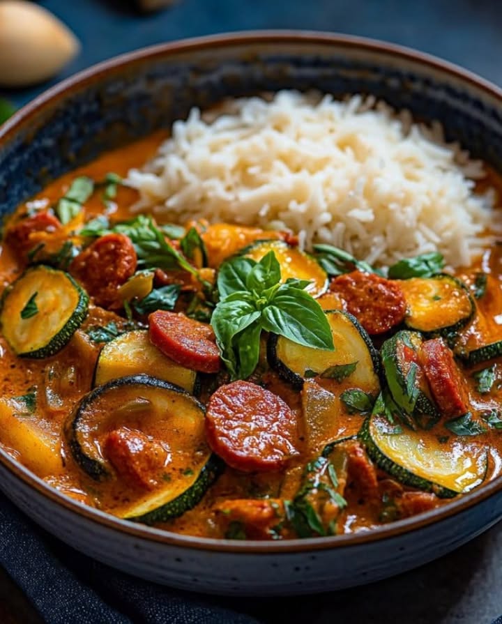 Zucchini Chorizo Coconut Curry
