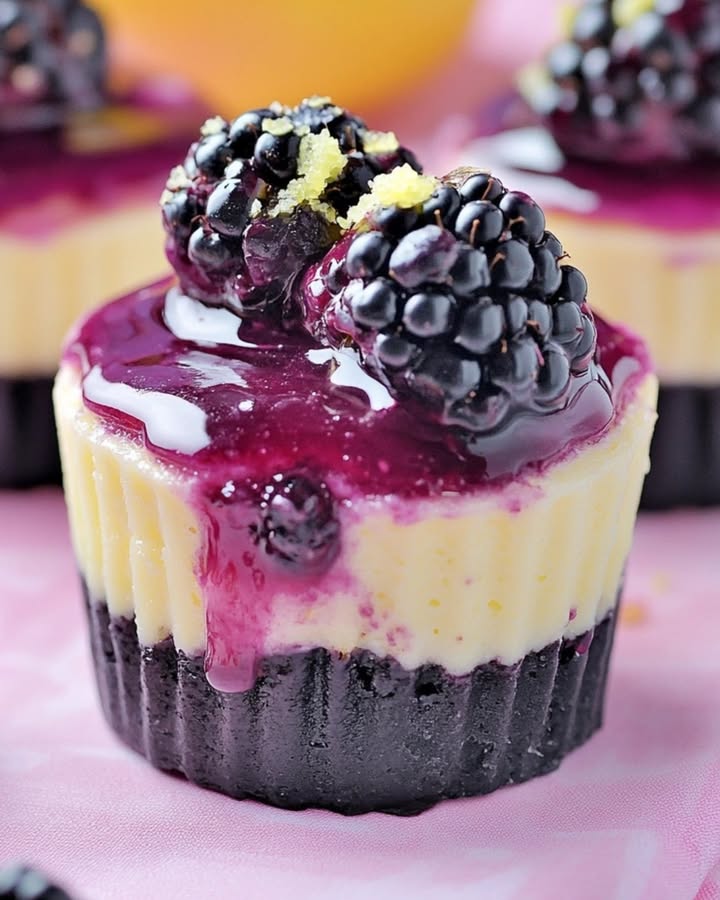 Lemon Blackberry Cheesecakes