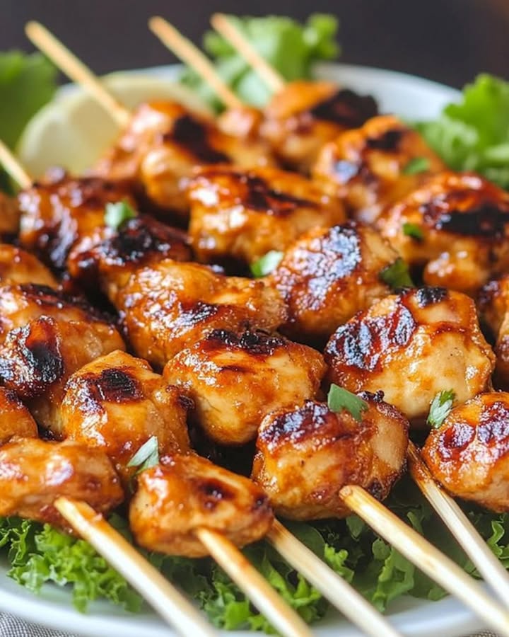 Peanut Sriracha Chicken Skewers