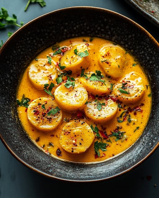 Spicy Coconut Scallops