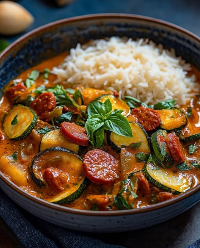 Zucchini Chorizo Coconut Curry