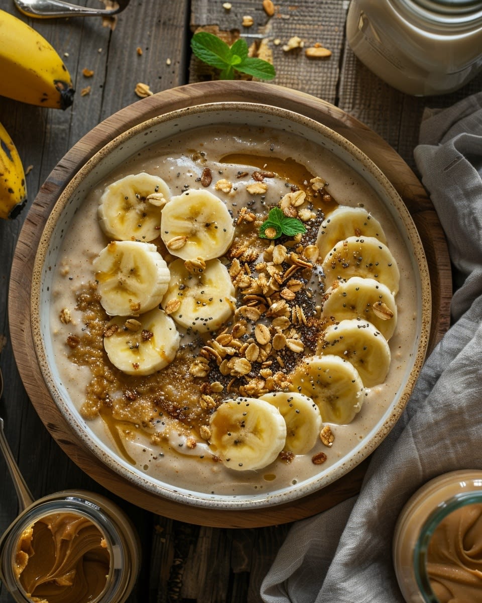 Banana Peanut Butter Breakfast Smoothie Bowl