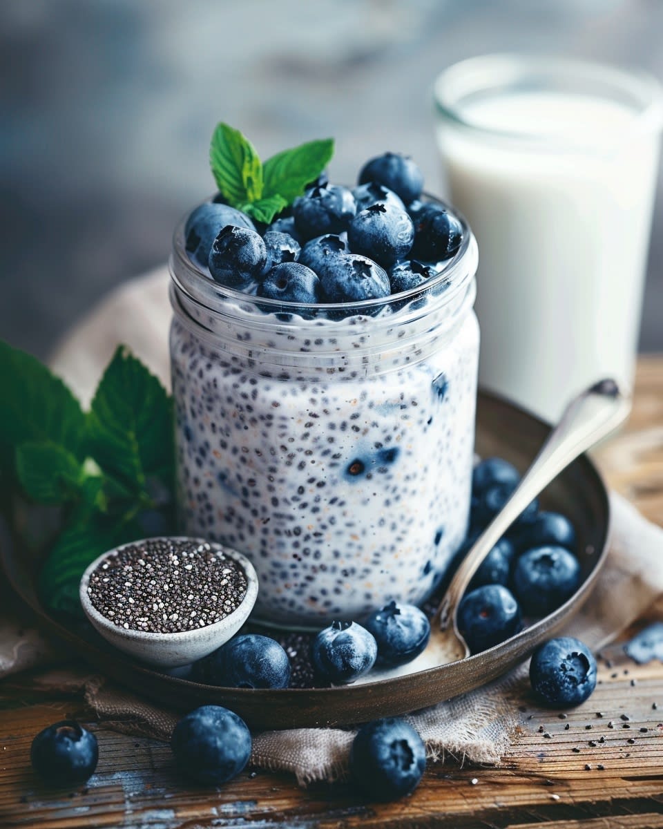 Blueberry Overnight Oats with Chia Seeds