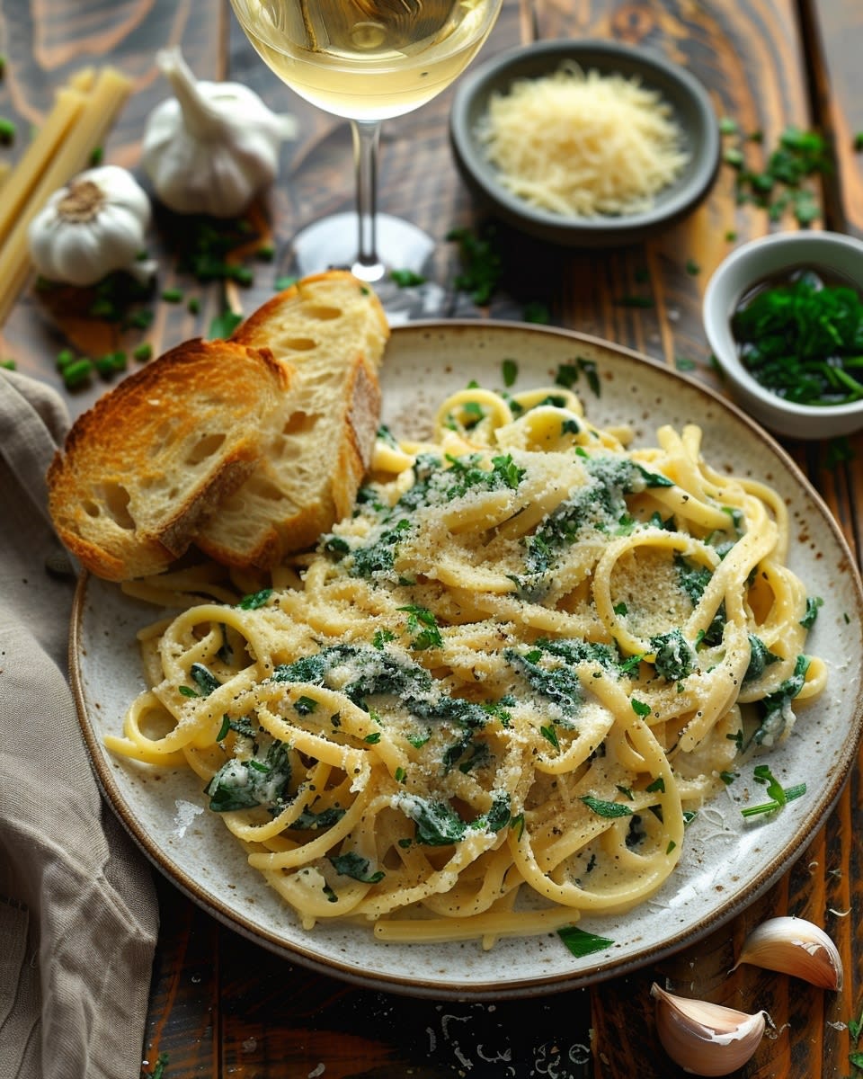 Creamy Spinach Garlic Parmesan Pasta