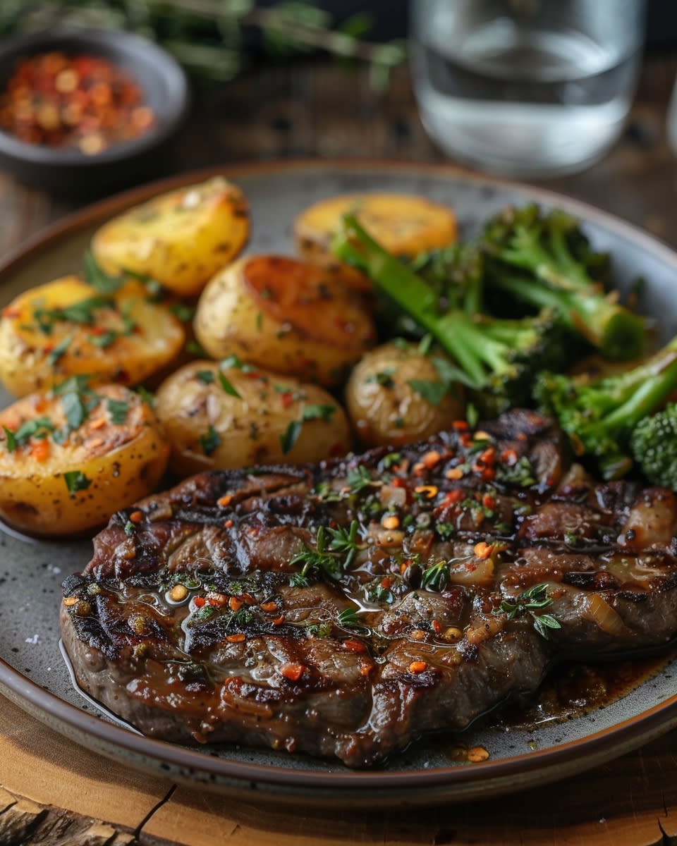 Crispy Garlic Butter Steak and Potatoes
