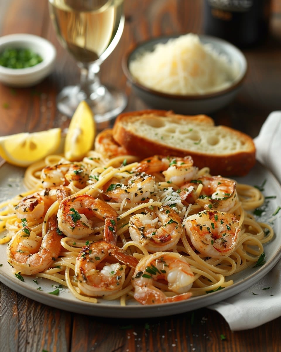 Garlic Butter Shrimp Linguine