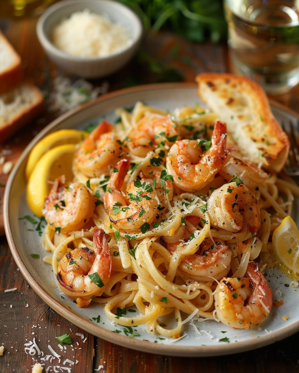 Garlic Butter Shrimp Linguine
