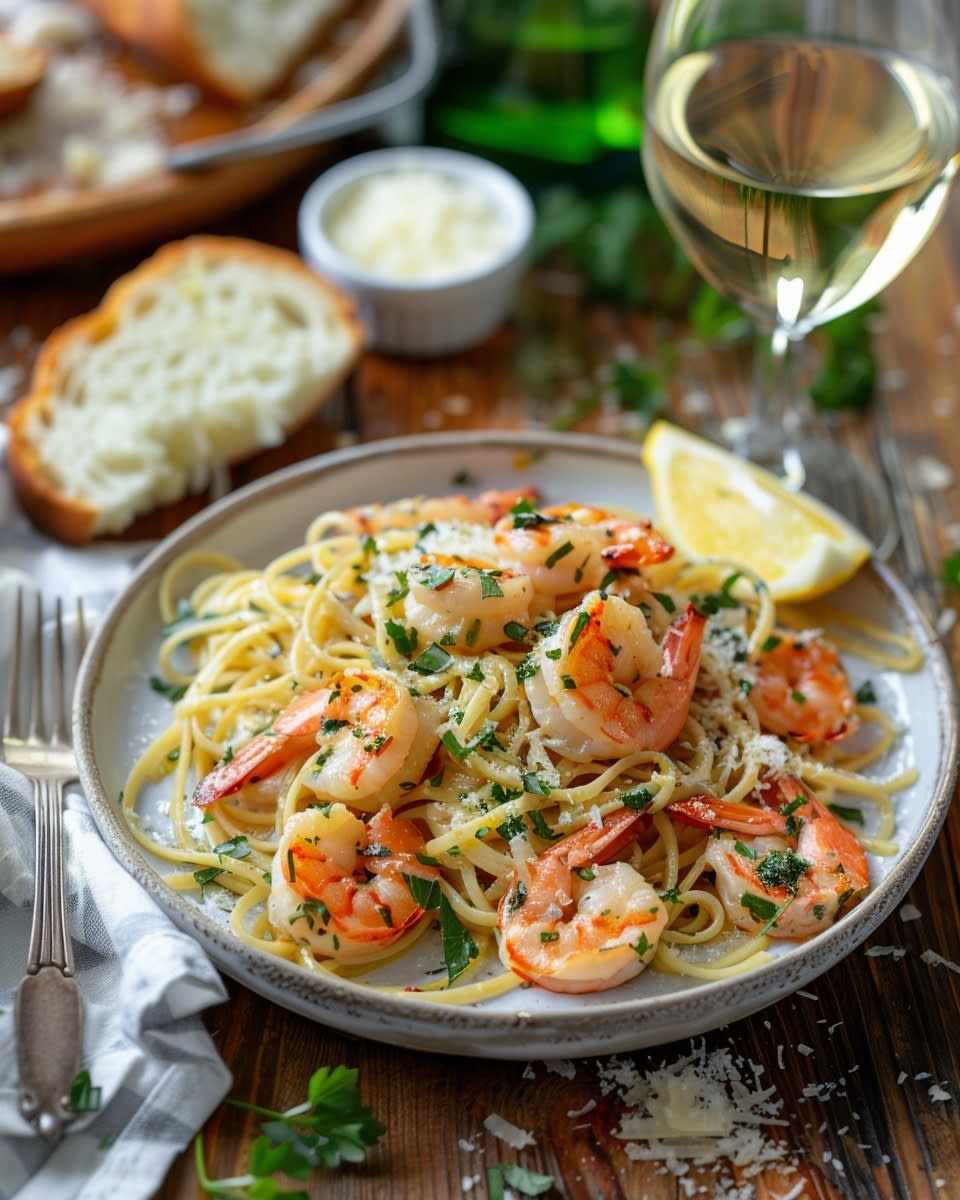Garlic Butter Shrimp Linguine