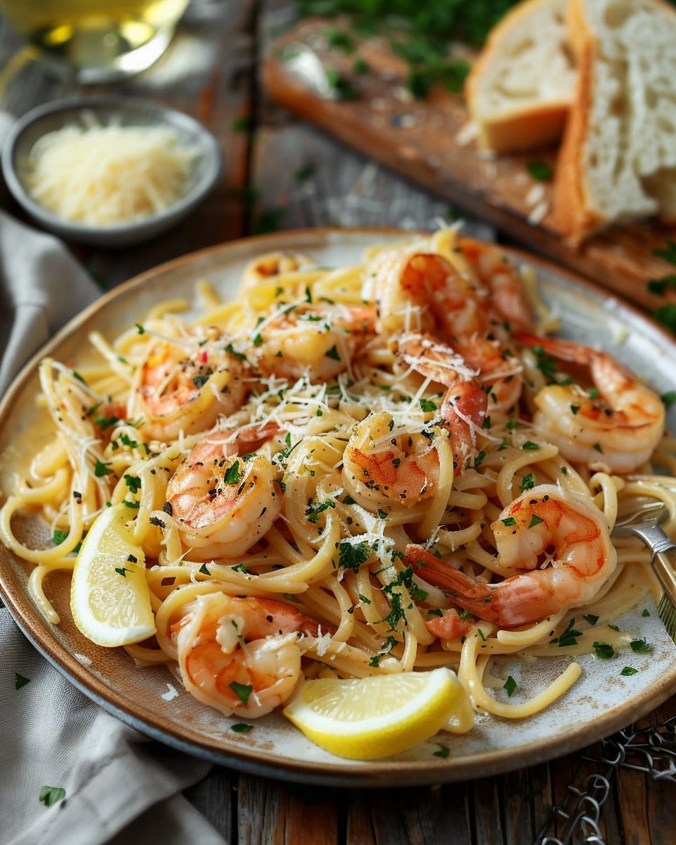 Garlic Butter Shrimp Linguine