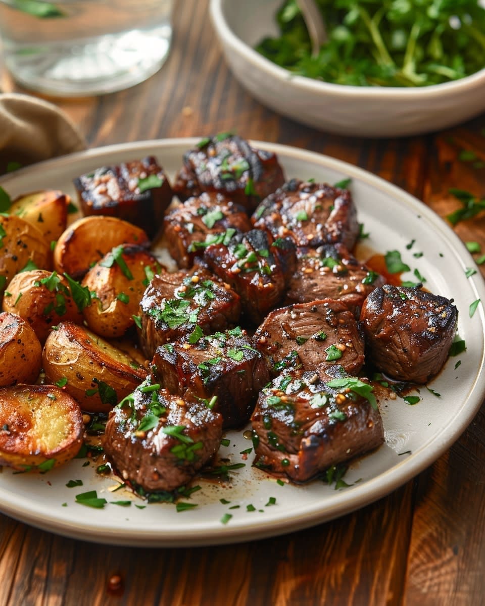 Garlic Butter Steak Bites with Potatoes