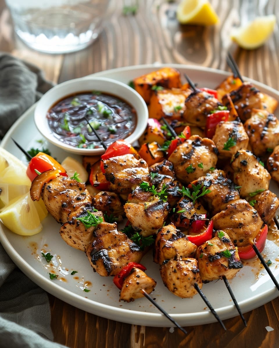 Grilled Honey Garlic Chicken Skewers