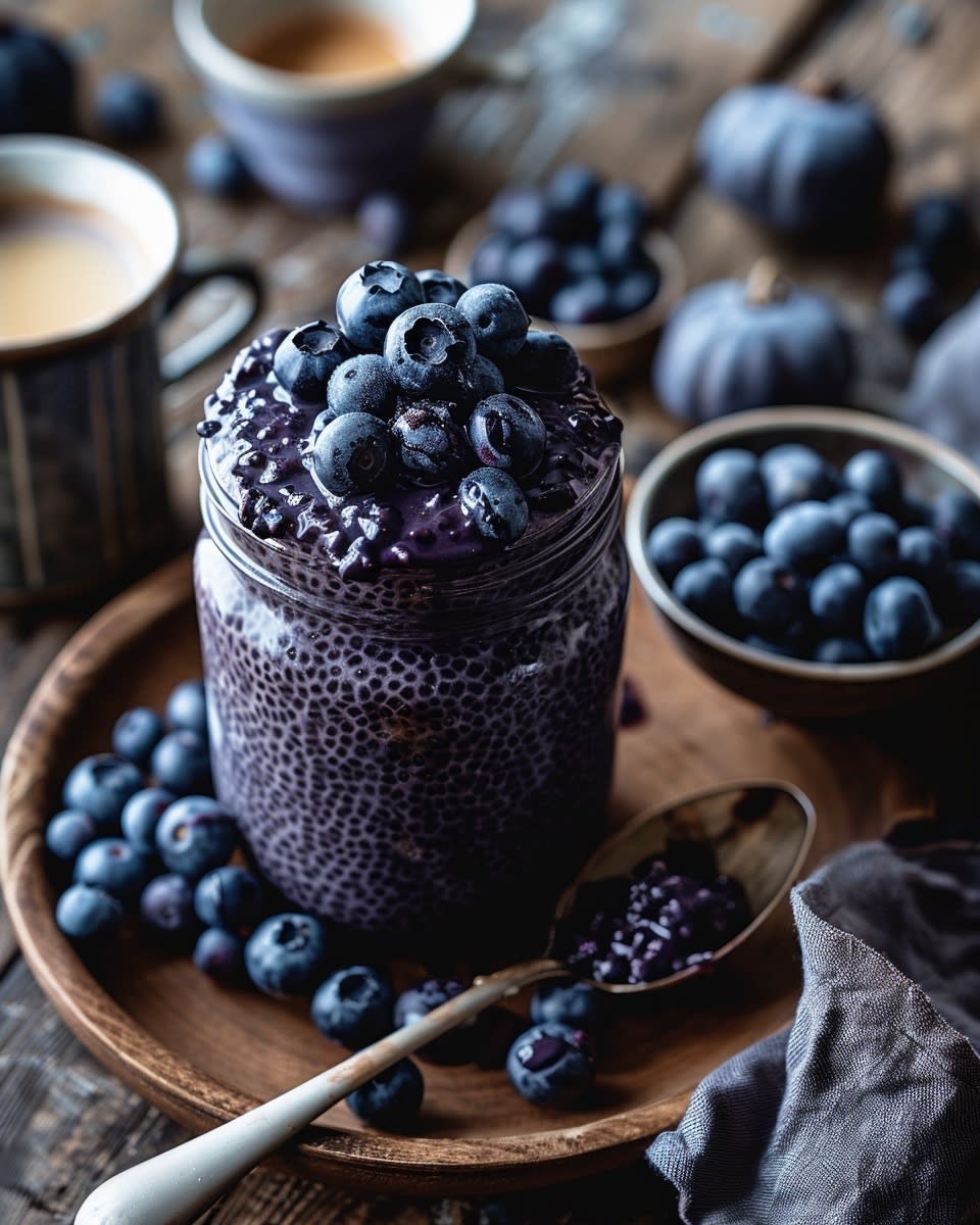 High Protein Blueberry Peanut Butter Chia Pudding