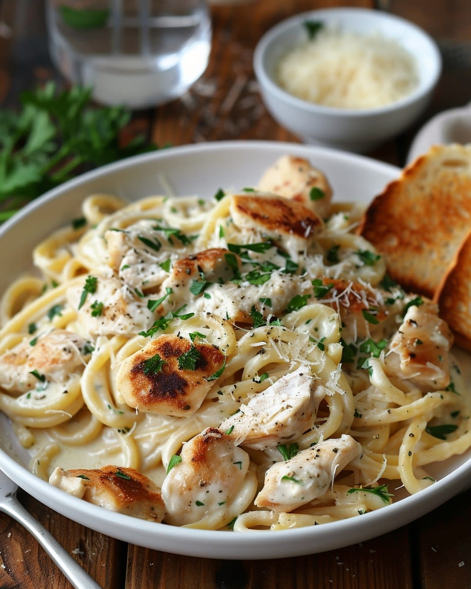 One Pot Creamy Chicken Alfredo Pasta