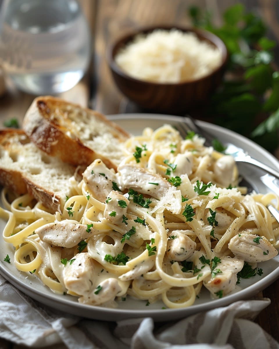 One Pot Creamy Chicken Alfredo Pasta