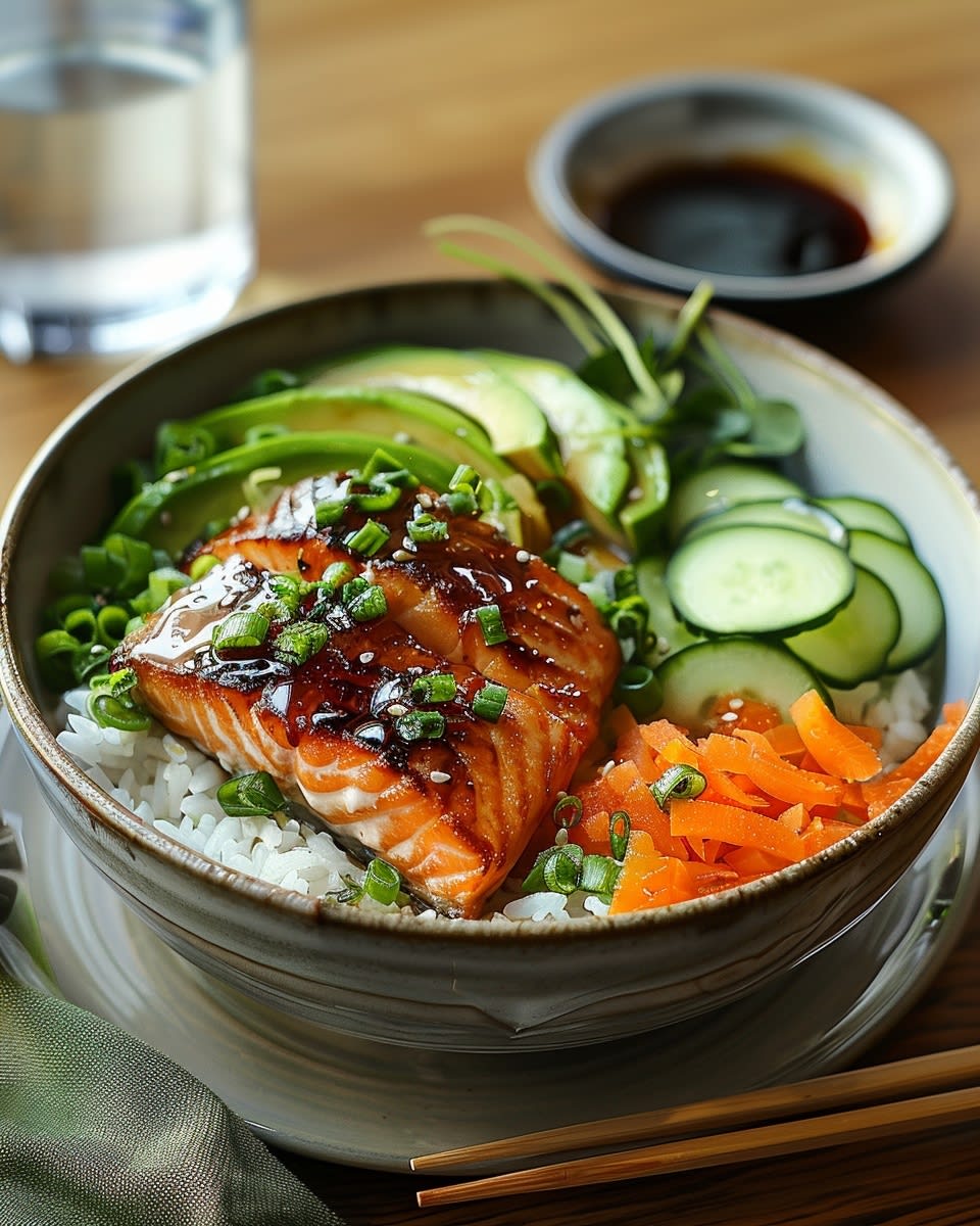 Salmon Avocado Rice Bowl