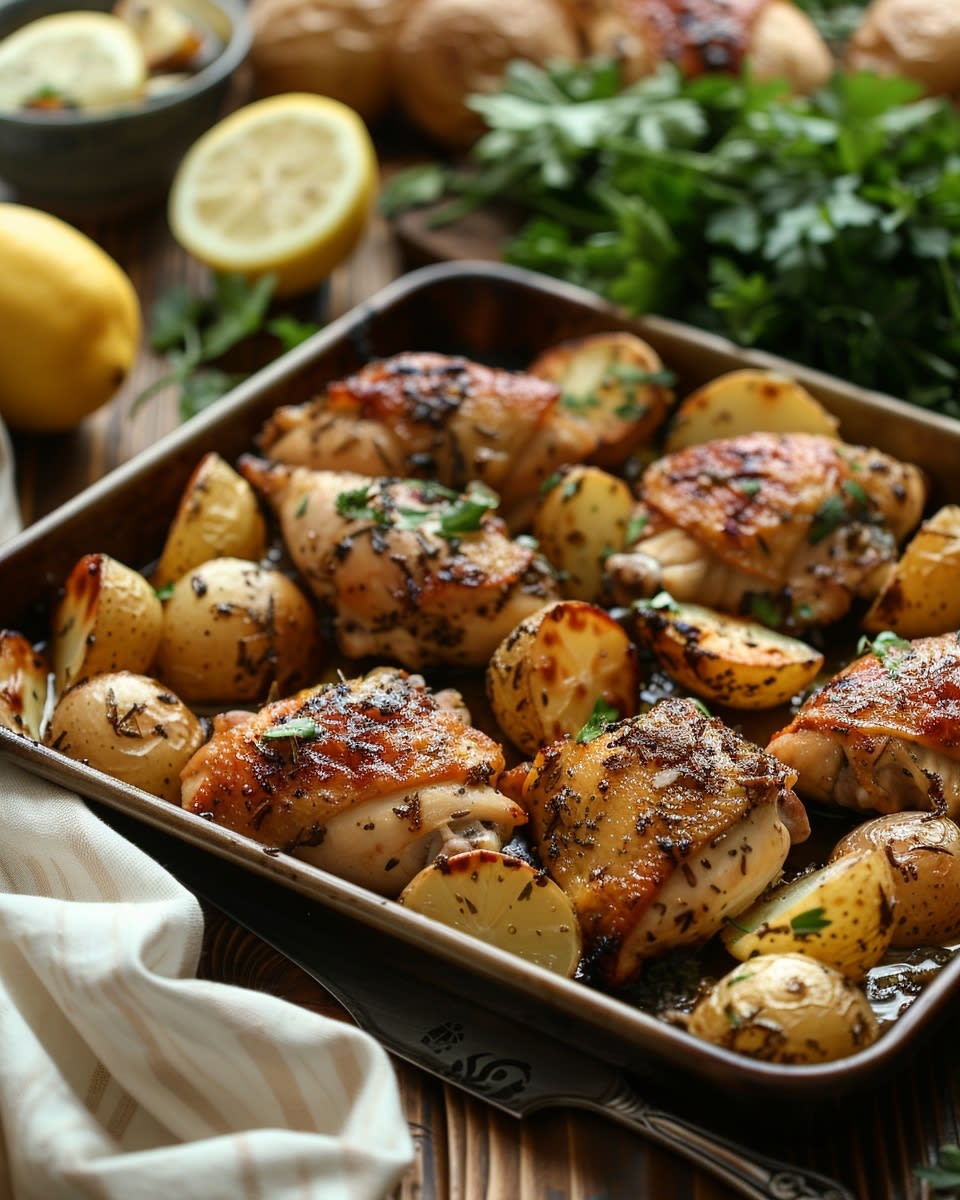 Sheet Pan Lemon Garlic Chicken and Potatoes